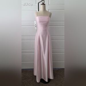 Simple Pink Blue A-line Formal Dress With Spaghetti Straps